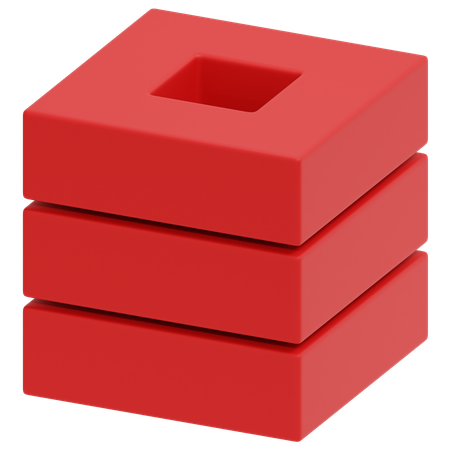 Red Layer Stack  3D Icon