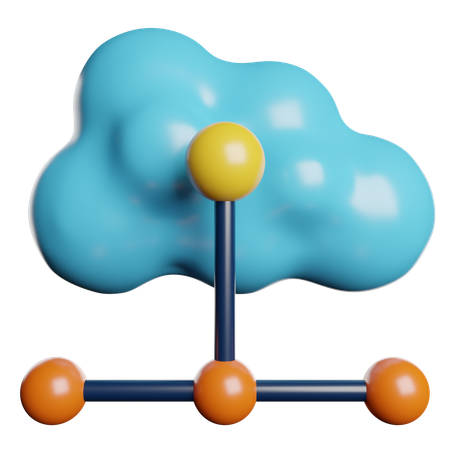 Red en la nube  3D Icon