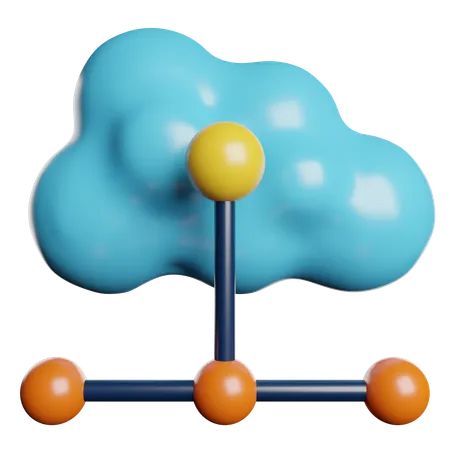 Red en la nube  3D Icon