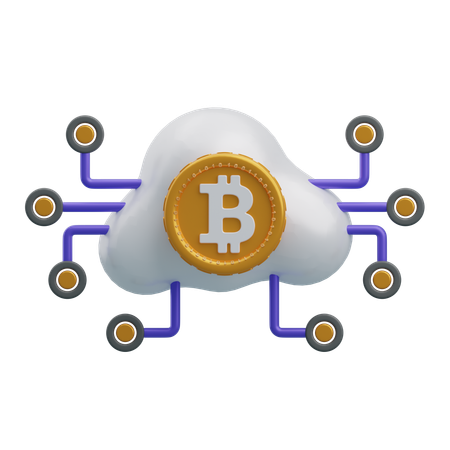 Red de nube bitcoin  3D Icon