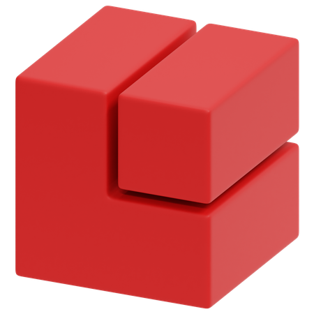 Red Offset Cube  3D Icon