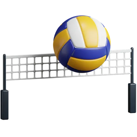 Pelota de voleibol + red  3D Icon