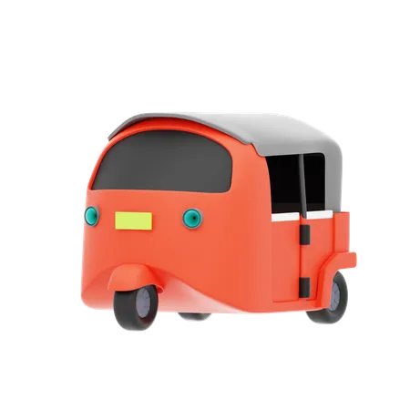 Red Pedicab  3D Icon