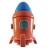 3d red rocket illustration