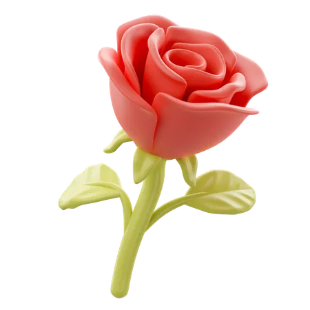 3 D Illustration Of Valentines Rose Icon 3D Icon