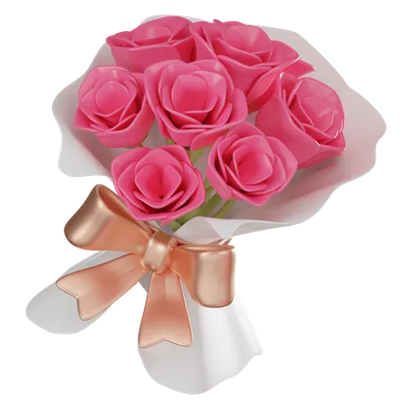 Rose Bouquet Perfect For Conveying Love And Joy On Valentines Day And Special Occasions 3 D Render Illustration 3D Icon