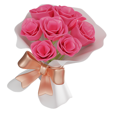 Red Rose Bouquet  3D Icon