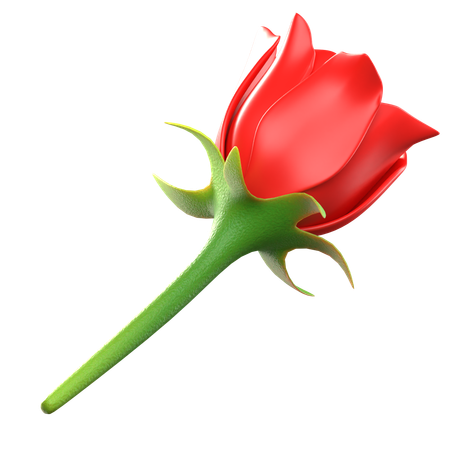 Red Rose Flower  3D Icon