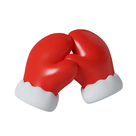 Red Santa Gloves  3D Icon