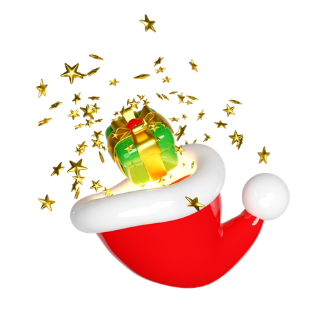 Red Santa hat have many surprises  3D Illustration