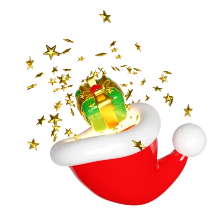 Red Santa hat have many surprises  3D Illustration