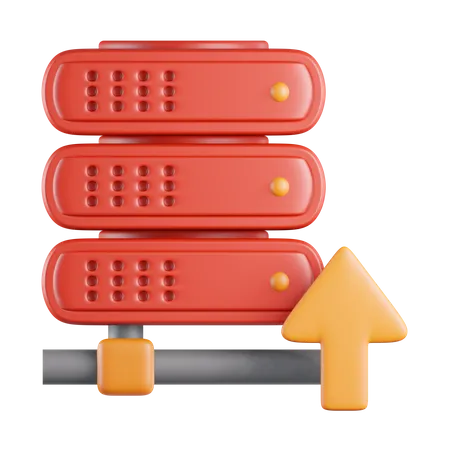 Red  Server Upload  3D Icon