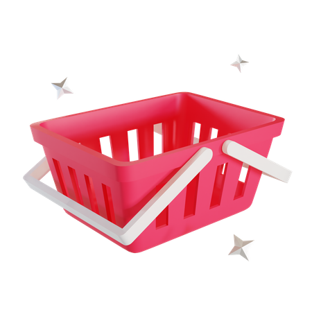 Red Shopping Basket  3D Illustration