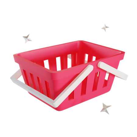 Red Shopping Basket 3D Illustration