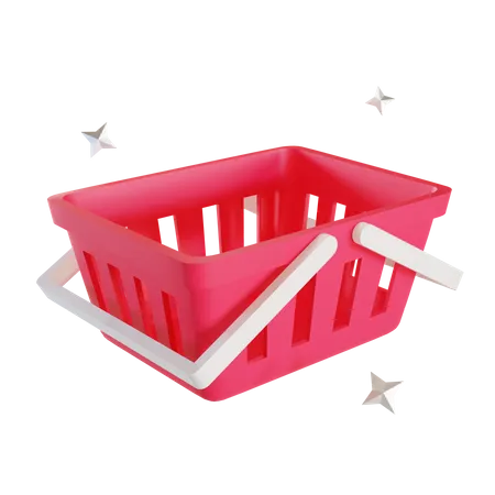 Red Shopping Basket  3D Illustration