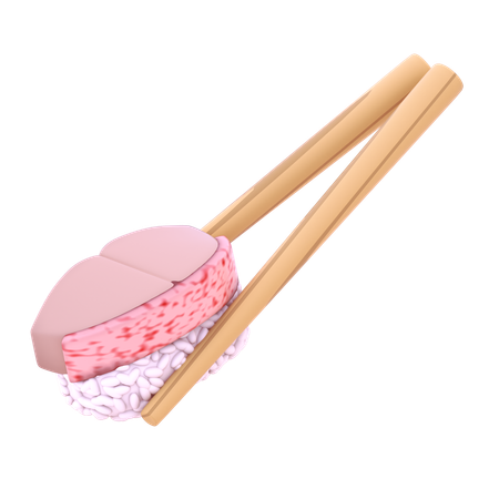 Red Snapper Nigiri In Chopstick  3D Icon