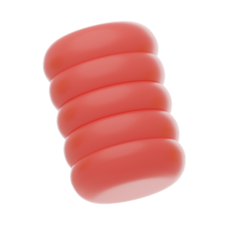 Red Soft Body Five Stacked Round Shape  3D Icon