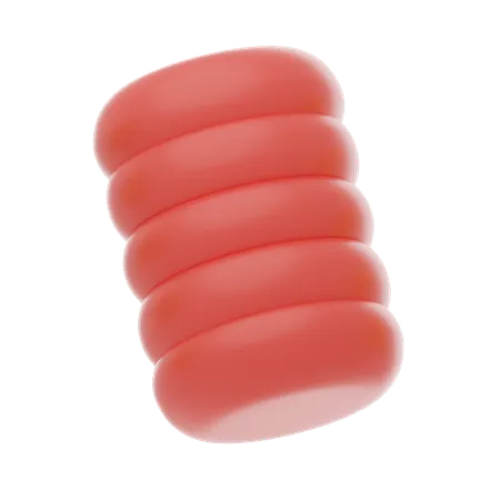 Red Soft Body Five Stacked Round Shape  3D Icon