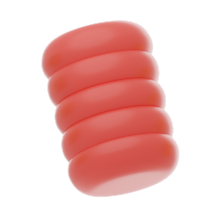 Red Soft Body Five Stacked Round Shape  3D Icon