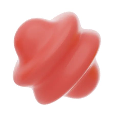 Red Soft Body Spinning Top Shape  3D Icon