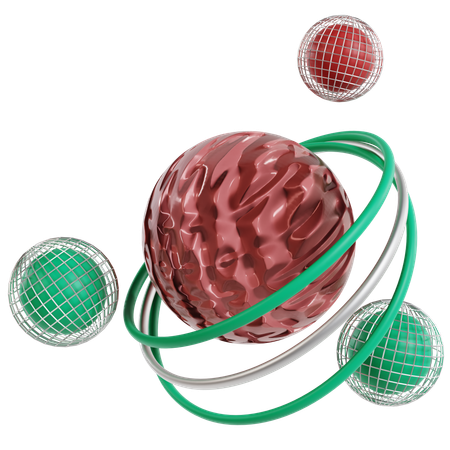 흰색 바탕에 녹색 구체입니다. 추상적인 기하학적입니다.  3D Icon