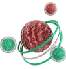 Red Sphere Green Spheres White Background Abstract Geometric