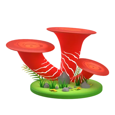 Mushroom Red Stacked  3D Icon