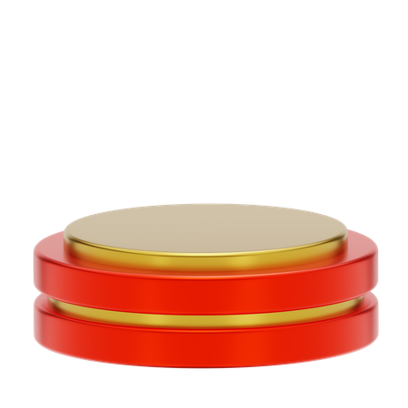 Red Stage Round Podium  3D Icon