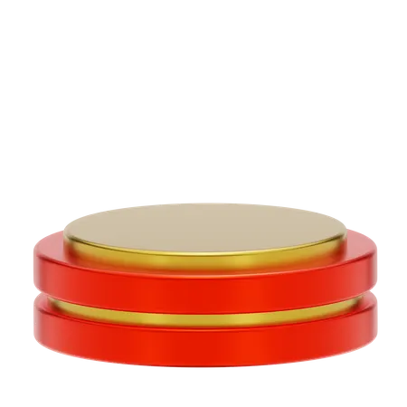 Red Stage Round Podium  3D Icon
