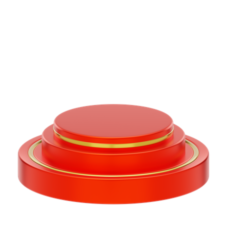 Red Stage Round Podium  3D Icon