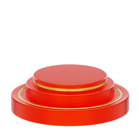 Red Stage Round Podium  3D Icon