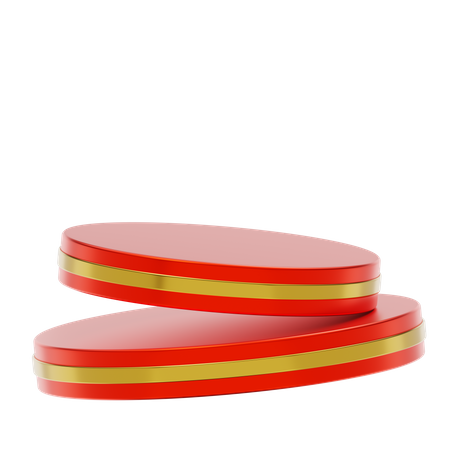 Red Stage Round Podium  3D Icon