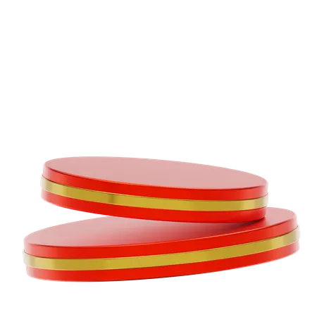 Red Stage Round Podium  3D Icon