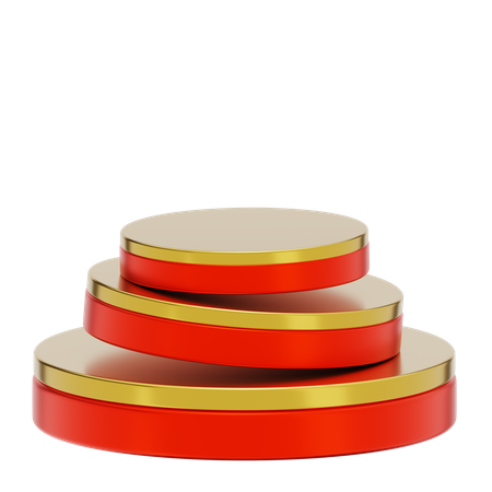 Red Stage Round Podium  3D Icon