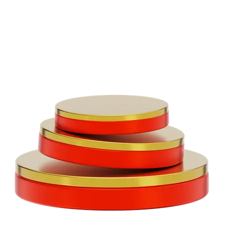 Red Stage Round Podium  3D Icon