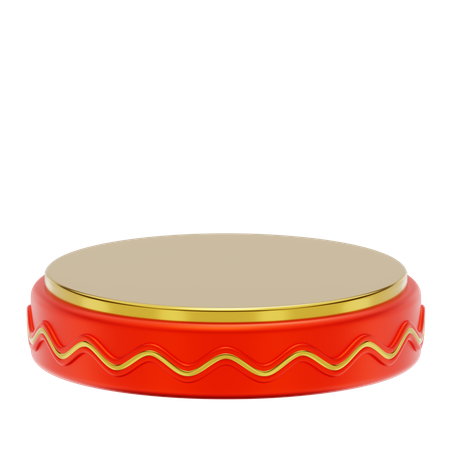 Red Stage Round Podium  3D Icon