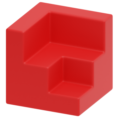 Red Step Block  3D Icon