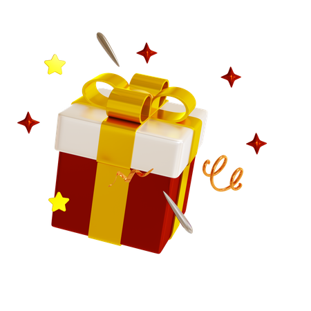 Red Surprise Gift Box With Sparkles  3D Icon
