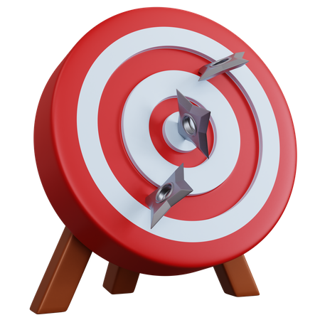 Red Target With Three Shuriken  3D Icon