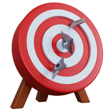 Red Target With Three Shuriken  3D Icon