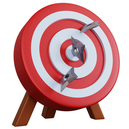 Red Target With Three Shuriken 3D Icon
