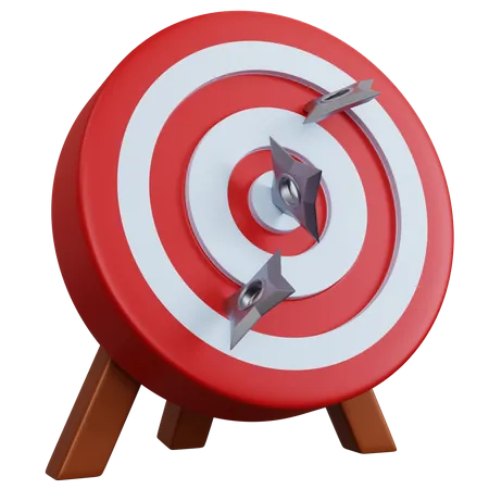 Red Target With Three Shuriken 3D Icon