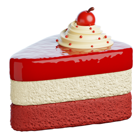 Red Velvet Slice Cake  3D Icon