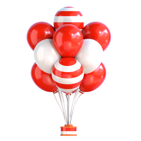 Red White Balloons  3D Icon