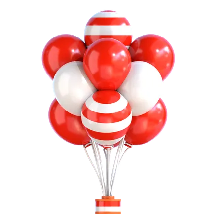 Red White Balloons  3D Icon