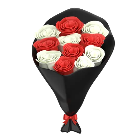 Red White Flowers Bouquet  3D Illustration