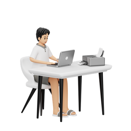 Redactor haciendo mecanografía  3D Illustration