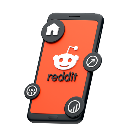 Reddit On Smartphone  3D Icon