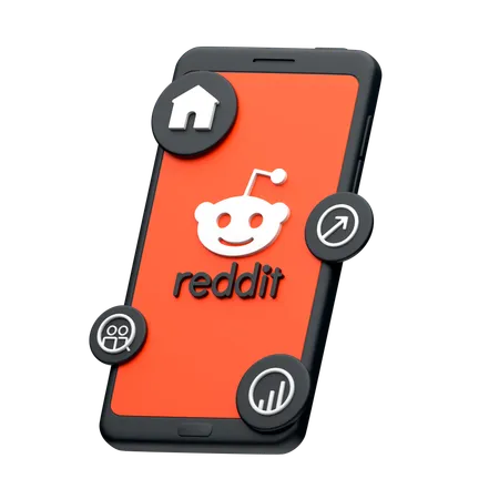 Reddit On Smartphone  3D Icon