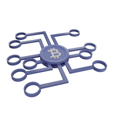 Rede Bitcoin  3D Illustration